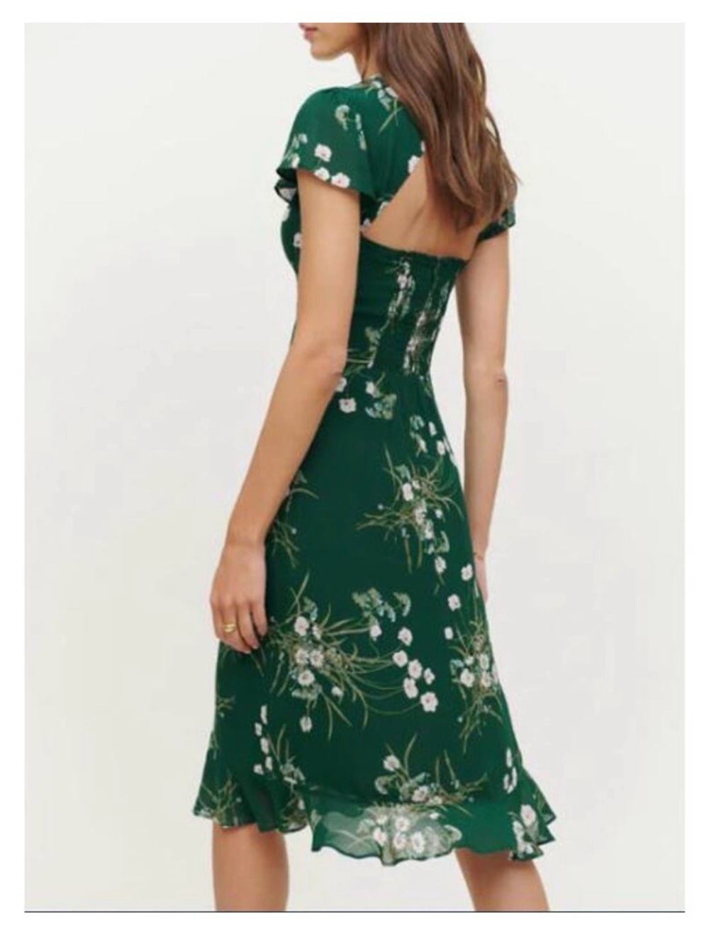 Reformation Emerald Green Floral Cutout Midi Dress - Picture 2 of 3